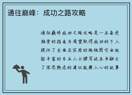 通往巅峰：成功之路攻略